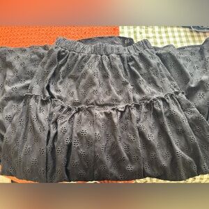 Black Eyelet Knit Maxi Skirt